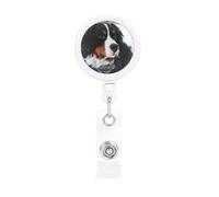 Bernese Mountain Dog Snowfall, Retractable Badge Holder,Badge Reels Holder with ID Clip Alligator Clip