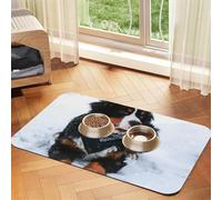 Bernese Mountain Dog Snowfall,Waterproof Pet Feeding Mat,PU Leather Placemats for Cat Dog Water Bowl,Food Mats,40x60cm