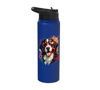 Bernese Mountain Dog St Valentines Day Artwork Stainless Steel Insulated Water Bottle