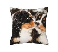 Bernese Mountain Dog, Throw Pillow Cover Decorative Pillowcase Soft Polyester Cushion Covers 12"x12"
