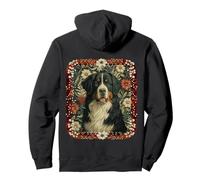 Bernese Mountain Dog Vintage Swiss Christmas Floral Pullover Hoodie