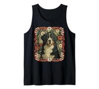 Bernese Mountain Dog Vintage Swiss Christmas Floral Tank Top