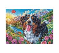 Bernese Mountain Dog Waterfall 500 Pieces Set Classic Jigsaw Puzzle Couple Puzzle Partners Logic Skill Wall Decor Easter New Year Gift Eco-friendly Recycled Cardboard 500 PCS