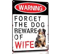 Bernese Mountain Funny Metal Garage Signs For Men Room Decor Little Man Cave Sign Vintage Bar Home Pub Office Wall Decorations,Forget The Dog Beware Of Wife Tin Signs 8x12 Inch