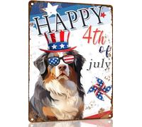 Bernese Mountain Funny Sign Happy 4th of July 8x12 Inch Metal Sign Patriotic Tin Sign Independence Day Decor For Dog Lover President's Day Home Decor Bathroom Decor Coffee Bar Decor