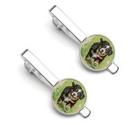 Bernese Mountain Puppies Silver Tie Clip Suit Accessories for Men Necktie Bar Set Pin Business Wedding