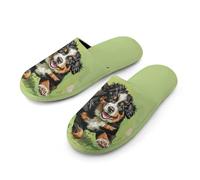 Bernese Mountain Puppies Warm Mens Slippers Slip On Soft Fleece House Shoes Winter Indoor Outdoor