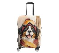 Bernese Ski Dog Luggage Cover Washable Suitcase Protector Anti-Scratch Suitcase Covers Fits 18-32 Inch M