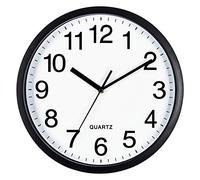 Bernhard Products Black Wall Clock Silent Non Ticking 10 Inch Bold Quality Quartz Battery Operated Round Easy to Read Home/Kitchen/Office/Classroom/School Clocks, Sweep Movement