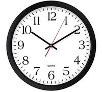 Bernhard Products Black Wall Clock, Silent Non Ticking - 16 Inch Extra Large Quality Quartz Battery Operated Round Easy to Read Home/Office/Business/Kitchen/Classroom/School Clocks
