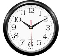 Bernhard Products Black Wall Clock Silent Non Ticking 8 Inch Quality Quartz Battery Operated Round Easy to Read Home/Office/Kitchen/Classroom/School Clocks Sweep Movement