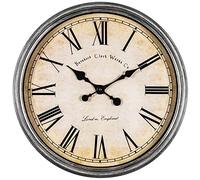 Bernhard Products Large Decorative Wall Clock 20 Inch Silent Non Ticking Battery Operated Quartz Vintage Stylish with Rustic Silver Rim for Home Living Room Dining Room Kitchen & Over Fireplace