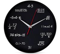 Bernhard Products Math Wall Clock 12 Inch Black Silent Non-Ticking for Math Teacher/Student/Engineer Graduate, Quartz Round Battery Operated for Home Office School Classroom, Mathematical Equations