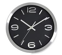 Bernhard Products Modern Wall Clock 10 Inch Black & Silver Silent Non Ticking Battery Operated Metal Round Elegant Quality Quartz, Kitchen Home Office Clock with 3D Numbers, Easy to Read