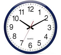 Bernhard Products Navy Wall Clock Silent Non Ticking - XL 18 Inch Quality Quartz Battery Operated Round Easy to Read Home/Office/Classroom/School Clock