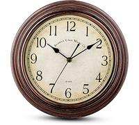 Bernhard Products Vintage Wall Clock Silent Non Ticking - 12 Inch Quality Quartz Battery Operated Decorative Clock for Home/Kitchen/Office/Dining Room/Living Room Decor, Easy to Read, Rustic Bronze
