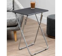 Bernie Black Folding Table with Silver Finish Legs