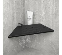 Bernkot 10'' Corner Foot Rest for Shaving Legs, Wall Mounted Foot Ledge for Bathroom Inside Shower, 304 Stainless Steel Footrest with Shaving Holder (Black)