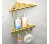 Bernkot Corner Shower Shelf 304 Stainless Steel, Corner Shelf Shower 25.4 cm, Shower Shelf Corner for Bathroom Renovation, Corner Shelf Shower for Tiled Walls, Golden