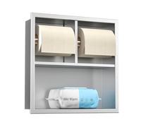 Bernkot Double Roll Toilet Paper Holder, 304 Stainless Steel Recessed Toilet Roll Holder, in Wall Toilet Niche Dispenser for Bathroom Renovation (Brushed)