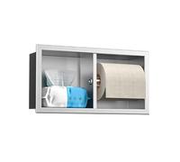 Bernkot Dual Roll Toilet Paper Holder, Recessed Toilet Tissue Holder for Bathroom Remodeling, 304 Stainless Steel Horizontal Toilet Paper Niche (Brushed)