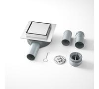 Bernkot Floor Drain Shower Stainless Steel, 10 cm, 2-in-1 Tileable Shower Drain Ductangular, with 360° Siphon, Upgraded Degradable and Cleanable Water Seal and Hair Filter, 2 Drain Adapters DN50 DN40