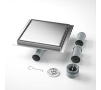 Bernkot Floor Drain Shower Stainless Steel, 20 cm, 2-in-1 Tileable Shower Drain Ductangular, with 360° Siphon, Upgraded Degradable and Cleanable Water Seal and Hair Filter, 2 Drain Adapters DN50 DN40