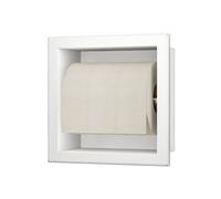 Bernkot Flush-Mounted Toilet Paper Holder Stainless Steel Toilet Roll Holder for Bathroom Holder, 17.3 x 17.3 x 8.7 cm, White