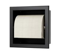 Bernkot Flush-Mounted Toilet Paper Holder Stainless Steel Toilet Roll Holder for Bathroom Holder, 17.3 x 17.3 x 8.7 cm, Black