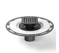 Bernkot Square Shower Drain 4" Matte Black 304 Stainless Steel Drain Grate Removable Drain Key with PVC Bonding Flange Base for Low Profile Shower Pan