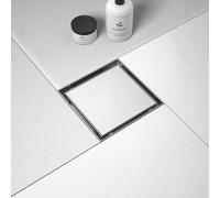 Bernkot Square Shower Drain 6-Inch 304 Stainless Steel Brushed Nickel with 2-in-1 Flat& Tiled in Grate Hair Catcher Floor Center Drain WATERMARK&CUPC Certified