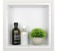 Bernkot Stainless Steel Shower Niche - White 12" X 12" No Tile Needed Recessed Wall for Bathroom Storage Soap Shampoo Square