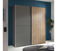 Berno Fluted Oak and Dark Grey Sliding Wardrobe - 2 Door