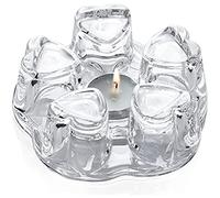 BERNOI Crystal Clear Glass Teapot Warmer/Heart Shape Teapot' Heater Base Candle Holder/Tea Pot Kettle Heating Base for Coffee Warmer