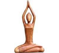 BERNOI Wooden Yoga Meditation Statue/Abstract Yoga Pose Sculpture/Handmade Wooden Yoga Figure/Meditation Carving Creative Tabletop Decor/for Living Room and Study (C)