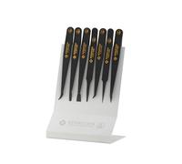 BERNSTEIN ESD Tweezers Set 7 Pieces - Antistatic Plastic, Precision Tweezers for Electronics & Laboratory Applications with Holder, Tip Tweezers
