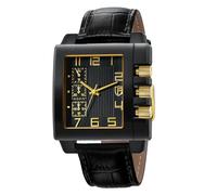 BERNY Rectangle Watch for Men Miyota JS55 Movement Personalized Tank Wristwatch with Three Sub-Dia Male Fashion Business Casual Watch 3ATM Waterproof Leather Strap
