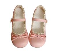 BEROBELLO Harajuku Sweet Lolita Ballet Flats Comfortable Mary Jane Shoes | Kawaii Pastel Style, Lace Trim, Wide Toe Box & Polka Dot Lining-for Anime Cosplay, Party & Cute Daily Wear, Teens and Adults