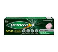 Berocca Boost Energy Support Effervescent Tablets 75mg Caffeine Acerola Cherry Sugar-Free Flavour - 10 Tablets
