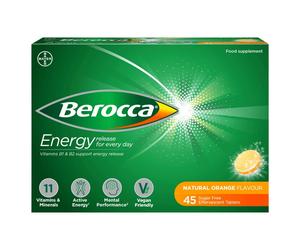 Berocca Daily Wellness Support Effervescent Tablets Orange Sugar-Free Flavour - 45 Tablets