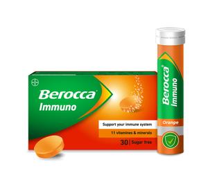 Berocca Immuno Effervescent Tablets, 11 Vitamins and Minerals,