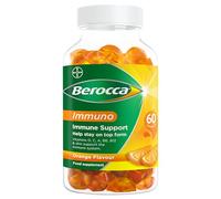 Berocca Immuno Multivitamin Gummies - Immune System Support Including Vitamin D, C, A, B-Complex (B6, B7, B12), E and Zinc - Supplement for Women, Men and Kids - 60 Gummies - Orange Flavour