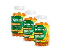 Berocca Immuno Multivitamin Gummies - Immune System Support Including Vitamin D, C, A, B-Complex (B6, B7, B12), E and Zinc - Supplement for Women, Men and Kids - 60 Gummies x 3 Pack- Orange Flavour