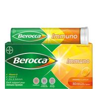 Berocca Immuno Effervescent Tablets, 11 Vitamins and Minerals, Including Vitamins D, C, A, B9, Zinc and Iron to Help Support Your Immune System and B6 and B12 Support Energy Release, Green, 30 Tablets