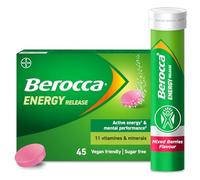Berocca Vitamin C Effervescent Tablets - Including B Vitamins, Magnesium, Calcium & Zinc - Support Energy Release & Immune System - 45 Tablets - Mixed Berries Flavour