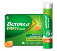 Berocca Vitamin C Effervescent Tablets, Orange Flavour, 45 Tablets | Effervescent Vitamin C Tablets, Orange Flavour, With Zinc And Magnesium, Helps Support Energy Release, Vegan And Vegetarian
