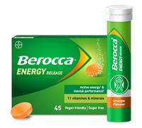 Berocca Vitamin C Effervescent Tablets, with Magnesium, Vitamin B12 & Vitamin B Complex, Orange Flavour, 1 Pack of 45 Tablets - 6 Weeks Supply