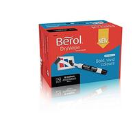 BEROL BEROL DRY WIPE MARKER CHISEL BLACK CLASSPACK X48