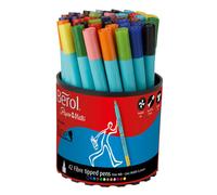 Berol Felt Tip Colouring Pens | Fine Point (0.6mm) | Assorted Colours with Washable Ink | Tub of 42 Markers