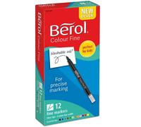 Berol Color Fine Fibre Tip Colouring Pen 0.6mm Line Assorted Colours (Pack 12) - 2057599